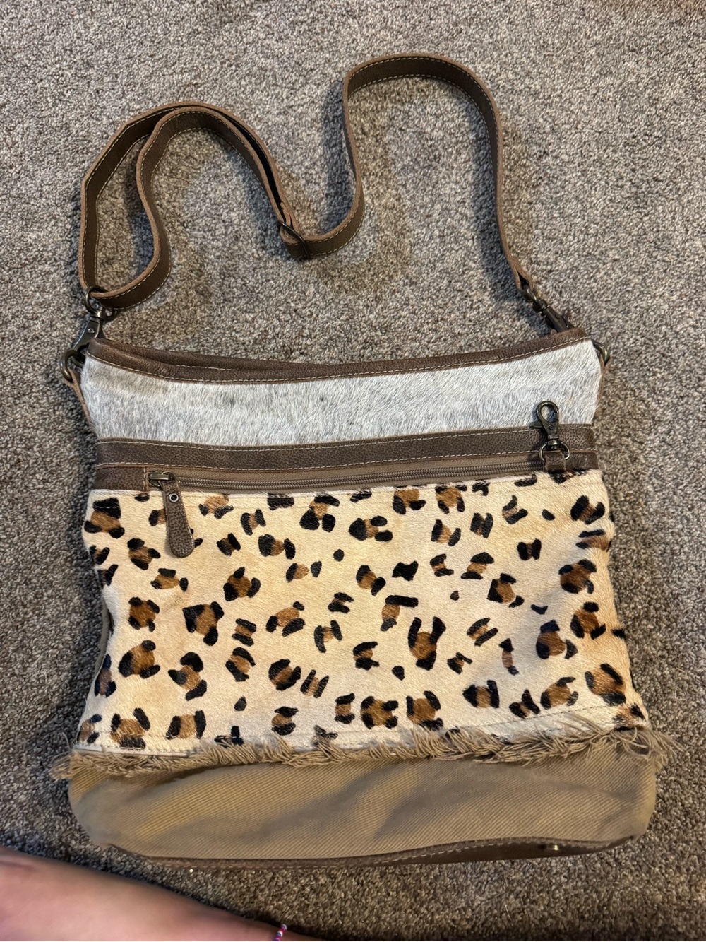 Myra Bag Leopard Print Crossbody in Brown and Cream